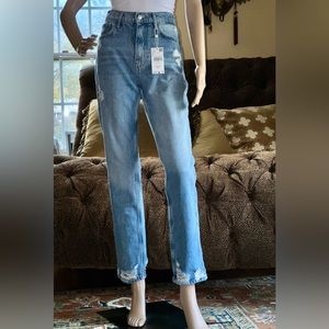 NWT Mango Jeans Straight Leg, high waist, ripped Sz 2, EUR 24